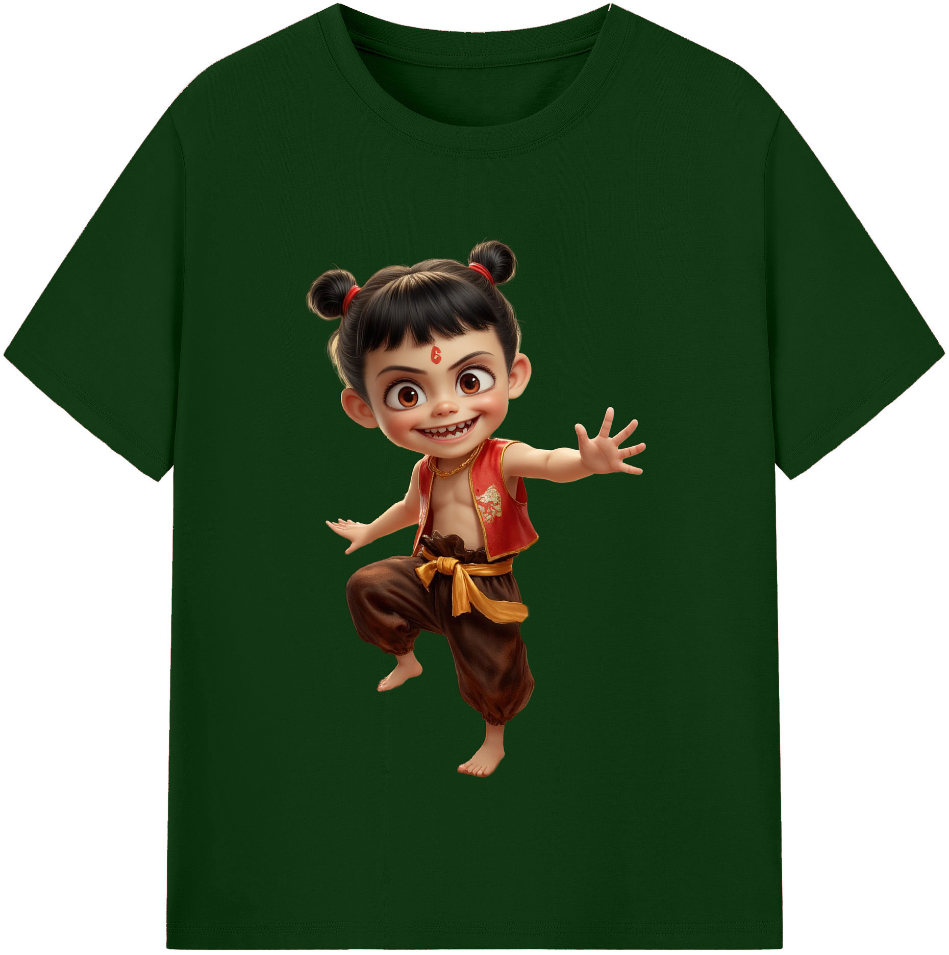 （画像用） Ne Zha 2 ナタ 魔童の大暴れ 綿100％半袖Tシャツ（フロントプリント）